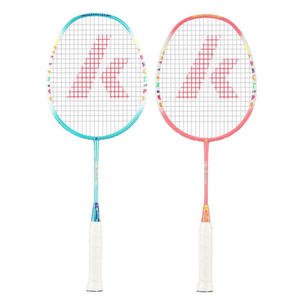 川崎羽毛球拍对拍小学生儿童耐用型铁铝复合双拍 535I（穿线）蓝粉