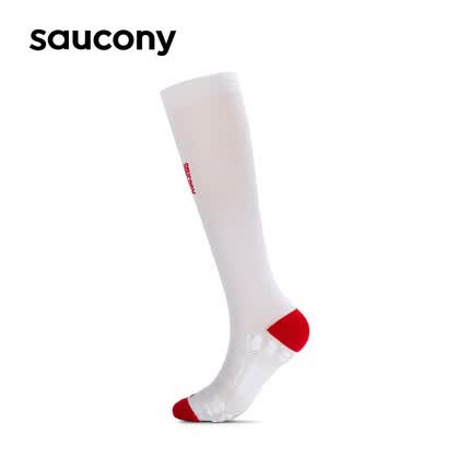 Saucony索康尼运动袜男女款跑步袜舒适透气高筒袜 SC0239204-1 白色 L
