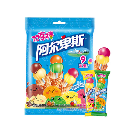 阿尔卑斯棒棒糖 零食糖果 双享棒混合口味144g 9支/袋 
