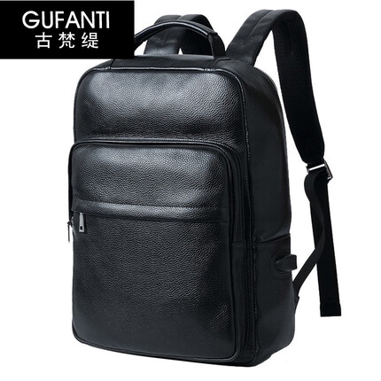 古梵缇双肩包男 头层牛皮大容量商务休闲男士双肩包多功能背包 gftx-292 黑色 GUFANTI