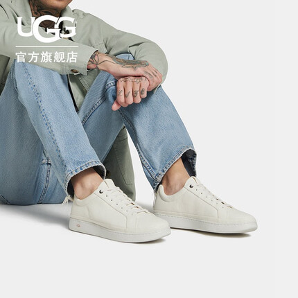 UGG春季男士舒适平底纯色运动小白鞋板鞋休闲鞋 1147430 WHT | 白色 40
