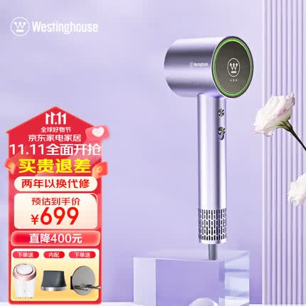 西屋(Westinghouse)家用高速吹风机大功率香氛负离子电吹风大风力吹风筒礼物送女友生日 流光紫【内含香氛片+顺滑风嘴】