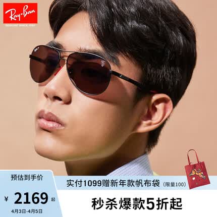 雷朋（RayBan）雷朋法拉利联名款偏光太阳镜康目色墨镜男眼镜0RB8313M F002H2黑色镜框紫色镜面 尺寸61
