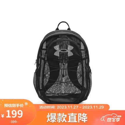 安德玛（UNDERARMOUR）Hustle男女情侣训练运动双肩背包1372288 黑色001 均码
