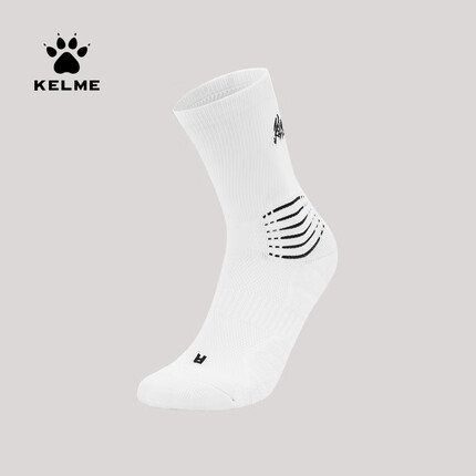 KELME/卡尔美篮球袜男夏季透气耐磨实战毛巾底运动袜子8102WZ1001 白色 39-42