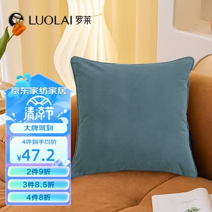 罗莱（LUOLAI）抱枕靠垫沙发床头靠枕办公室座椅车载靠背靠腰 人字纹梦幻蓝