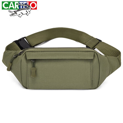 卡帝乐鳄鱼（CARTELO）手机腰包男士干活工地用防水女加厚耐磨户外收银钱包牛津布腰带包 军绿色