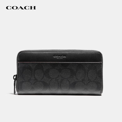 COACH奢侈品 男士钱包PVC配皮 灰黑色 长款 F25517N3A