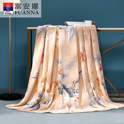 富安娜（FUANNA）家纺 夏凉毯子毛毯 夏天盖毯空调房薄毯子 双人办公室沙发午睡毯 法兰绒毯-缤纷 180*200cm