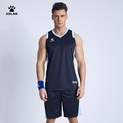 KELME/卡尔美篮球服套装男定制队服比赛训练球衣印制3591054 黑色 S/165