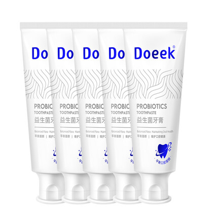 Doeek牙膏益生菌牙膏清新口气维护口腔健康DOEEK益生菌牙膏旗舰店 5支牙膏【送】3张测幽纸