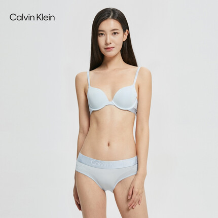 Calvin Klein内衣女士新年红性感提花字母肩带3/4罩杯舒适薄垫文胸QP1062A DMC-湖水蓝 34B 推荐75B