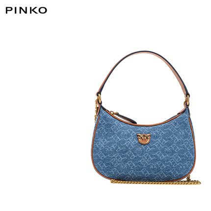 PINKO23年秋冬腋下包MINI可调节燕子包 丹宁牛仔蓝送女友礼物