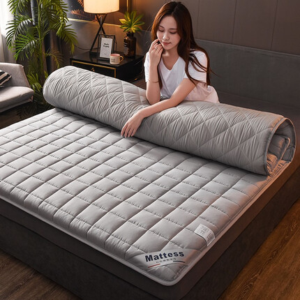 罗兰家纺 全棉床垫软垫春季薄床褥保护垫家用抗菌防滑加厚榻榻米宿舍垫被 防滑款-灰(约3.5cm厚) 180*200cm