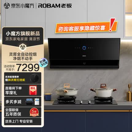 老板灵犀全自动侧吸油烟机26大吸力变频抽油烟机家用燃气灶具烟灶套装 29A9S套装