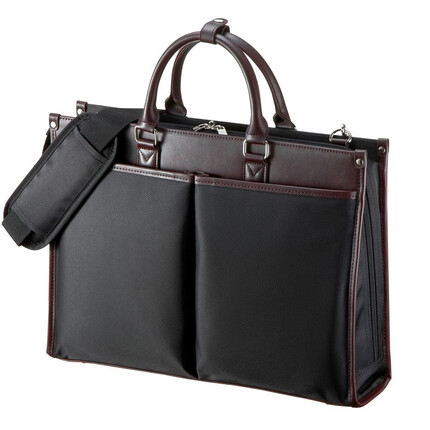 SANWA SUPPLY 电脑包手提 大容量笔记本包 单肩包 商务公文包 休闲挎包男女 日常通勤用 黑色 15.6英寸