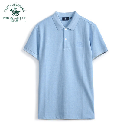 圣大保罗男士翻领t恤夏季新款宽松商务休闲透气纯棉短袖polo领 M1浅蓝色 54/XXL/185