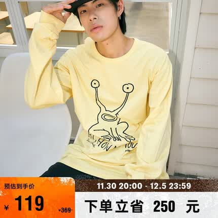 VANS范斯官方 情侣长袖T恤DANIEL JOHNSTON联名夏季趣味印花 黄色 L