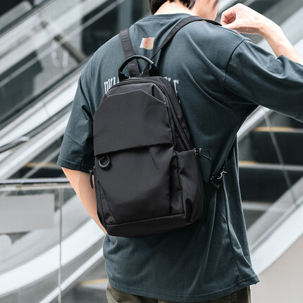 梵者休闲双肩包女男小型简约小背包迷你初高中生小号书包男大学生韩版 黑色