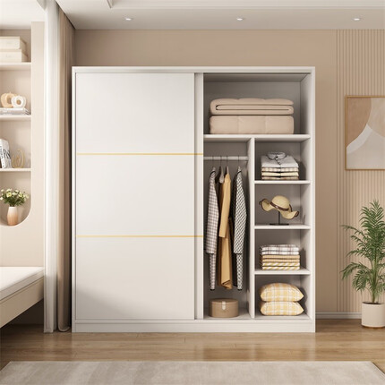 健康民居（K-MING）衣柜卧室实木质多门储物衣橱简易推拉门平开门大衣柜 【两门】1.4米主柜