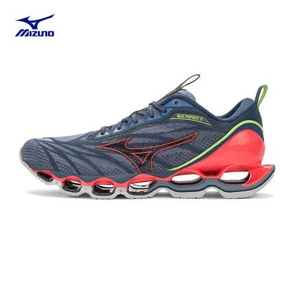 美津浓（MIZUNO）【预言11】跑鞋男轻量缓震马拉松运动跑步鞋WAVE PROPHECY 11 81/灰蓝色/荧光绿 40