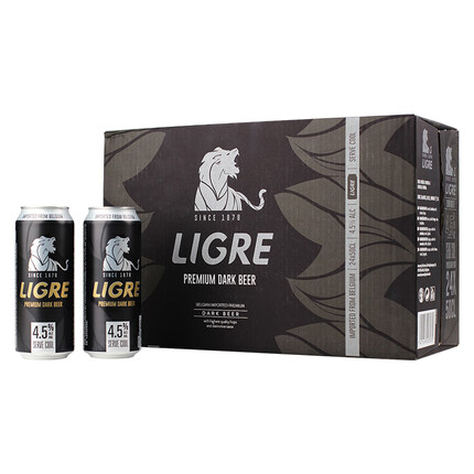 麟阁比利时原装进口大麦黑啤酒4.5度 500ml*24听 整箱装