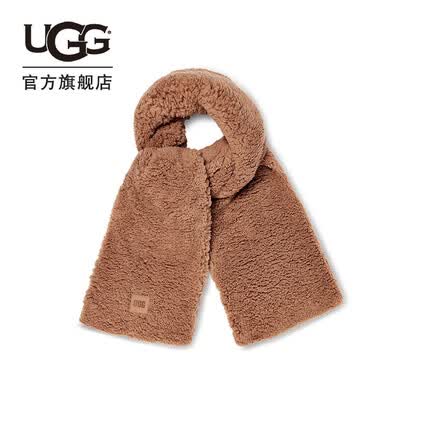 UGG冬季女士配件舒适纯色大号羊羔绒围巾 20052 CARM | 焦糖色