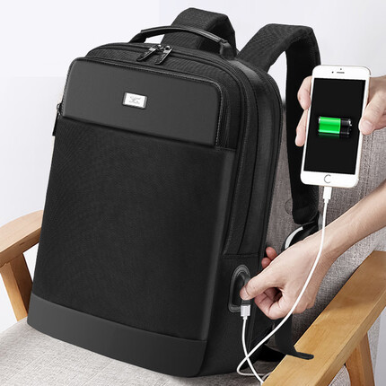 七匹狼电脑包15.6英寸多功能商务背包男扩容6cm笔记本通勤大容量双肩包