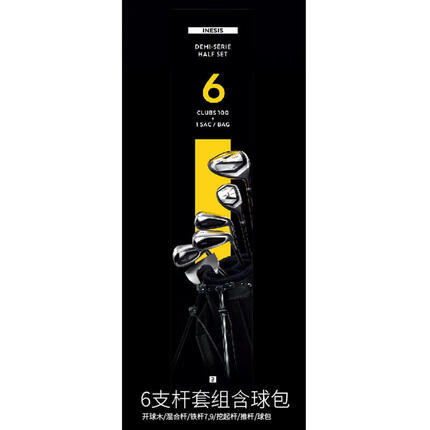 迪卡侬（DECATHLON）高尔夫球杆【23年新】碳素杆身-右手-6支-100系列加长款-4777012