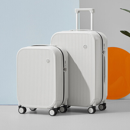 米熙高颜值拉杆箱子行李箱大容量女旅行箱包密码箱轻音轮24英寸烟白73