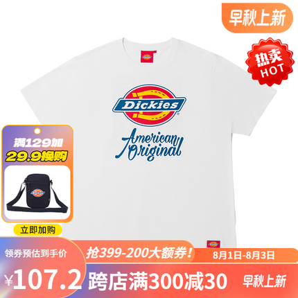 dickiesT恤 玩偶印花男女同款T恤休闲上衣010608七夕礼物 白色 S