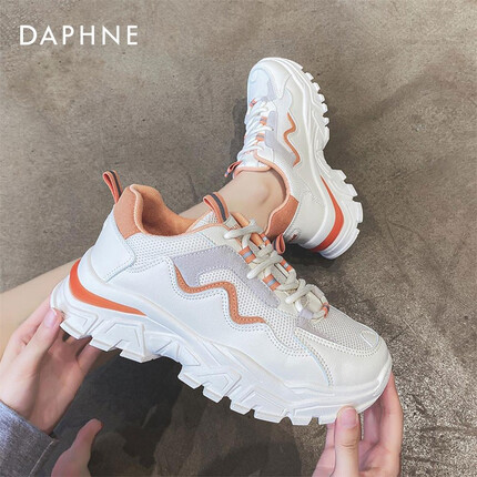 达芙妮(DAPHNE)老爹鞋女2023春夏季透气百搭休闲鞋增高运动鞋子女 米橘 36
