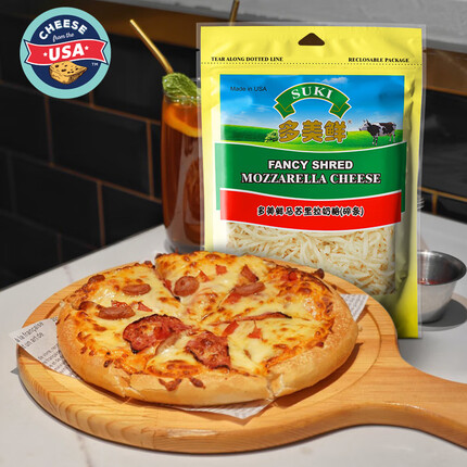 多美鲜（SUKI）美国进口 马苏里拉奶酪芝士碎 天然原制 226g 冷藏 披萨焗饭 拉丝