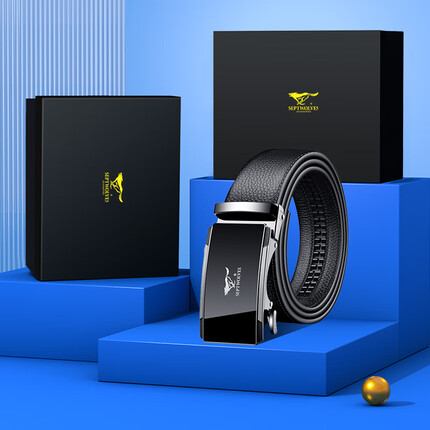 七匹狼皮带男士真皮自动扣头层牛皮裤腰带礼盒送男友情人节礼物