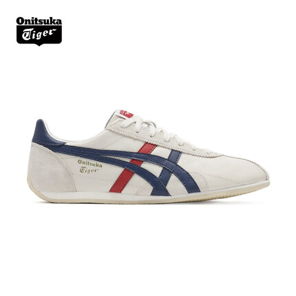 Onitsuka Tiger鬼塚虎男鞋 慢跑鞋透气轻便男女款运动休闲鞋RUNSPARK D201L 白色/藏青色 38