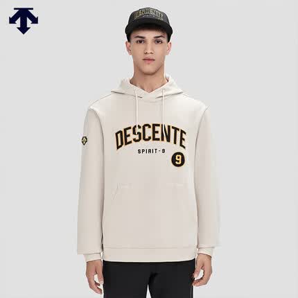 DESCENTE迪桑特 BASEBALL 棒球系列 运动休闲秋冬复古 男子连帽卫衣 米白色-BE XL(180/100A)