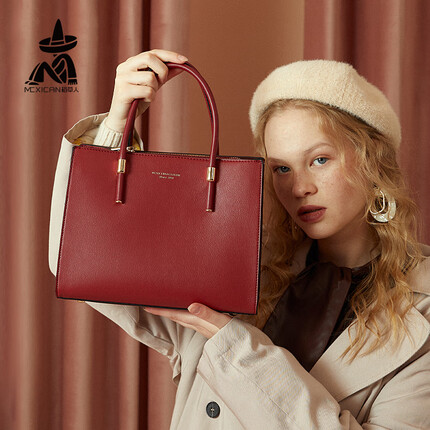 稻草人女包红色新娘结婚包包新款斜挎手提包婚礼大容量礼物送老婆女朋友 79154酒红