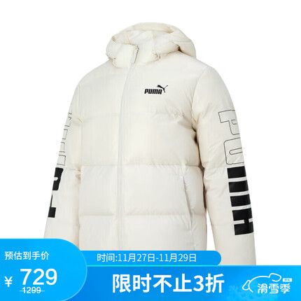 彪马(PUMA)女子 基础系列 羽绒外套 678722-87雪白色 亚洲码M(160/84A)
