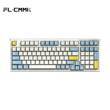 腹灵FL980 98键单模 有线蓝牙2.4g三模无线键盘机械RGB热插拔电竞游戏电脑手机平板机械键盘 三模无线版-全键可换轴-海盐柠檬 凯华 BOX 红轴