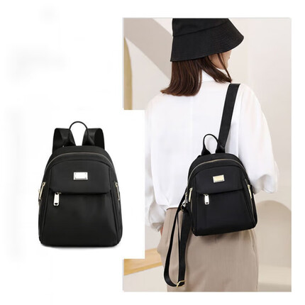 酷奇袋鼠2023新款双肩包小巧型斜I挎两用牛津布休闲女士迷你小背包洋气潮 黑色-单包