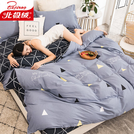 北极绒 床品家纺 舒适印花双人亲肤被套 床被罩单件 格调 200*230cm