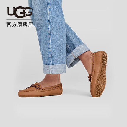 UGG 2022秋冬新款女士平底豆豆鞋休闲乐福鞋一脚蹬鞋 1107965TS CHE | 栗子棕色 38