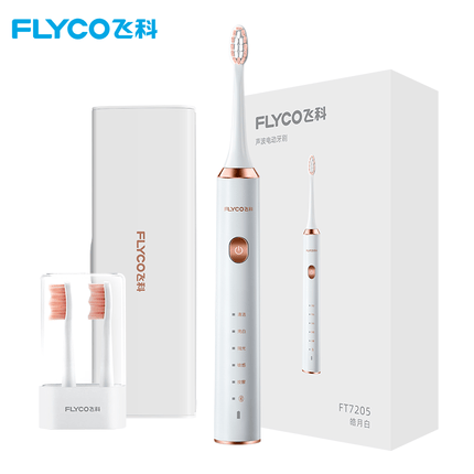 飞科（FLYCO） 电动牙刷智能蓝牙家用男女款声波震动无线充电式杜邦软毛情侣牙刷成人节日礼物FT7205 【皓月白 智能蓝牙连接】