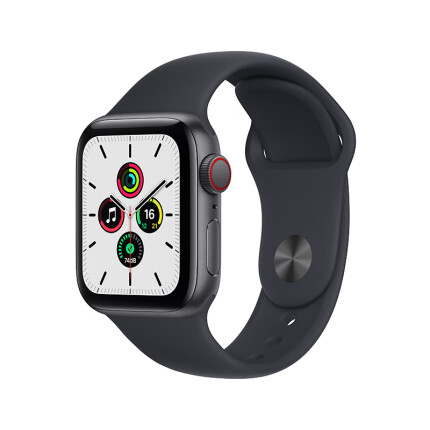 Apple Watch SE 智能手表 GPS+蜂窝款 40毫米深空灰色铝金属表壳 午夜色运动型表带MKR23CH/A