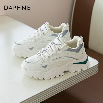达芙妮（DAPHNE）运动鞋女2023春夏季鞋子女透气新款休闲学生老爹鞋女百搭增高 绿色 36