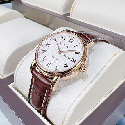 卡罗莱（CALUOLA） 女士手表石英表防水精钢带手表女2022新款女表名品牌玫瑰金色简约时尚潮流 1007L皮金白