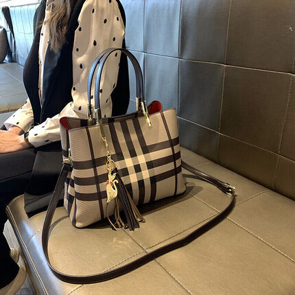 奈佰琪女士包包女包大容量斜挎包单肩包手提妈妈包托特包 NBQ-8058咖啡色