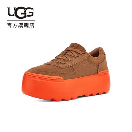 UGG秋季女士舒适厚底撞色潮流时尚圆头系带运动休闲鞋1135010 COGS | 栗色/橘子汽水色 39