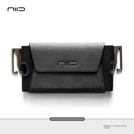NIID手机包手机卡片收纳男女通用黑色皮质H1配件 黑色