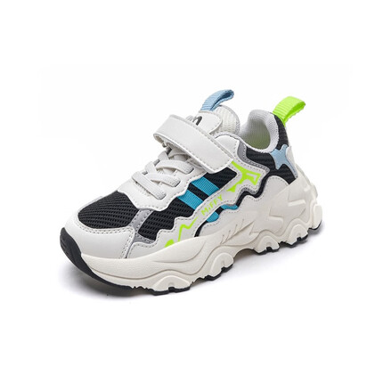 米菲（MIFFY）女童鞋子儿童休闲运动鞋2023年春秋新款男童网面透气小女孩跑步鞋 米黑 26码